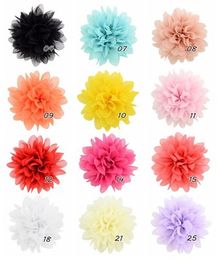 12 stks 12 kleuren effen stoffen bloem met haarclip voor meisjes DIY hoofdtooi bloemen haarspelden kinderen haaraccessoires HD729