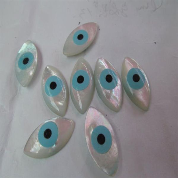 12 pièces 13x20mm magnifiques perles de coquille de vadrouille nacre mauvais yeux Marquise bleu blanc Cabochons coquille bijoux perles 2892