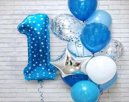 12pcs 1st 2nd 3rd 4 5 6 7 años de feliz cumpleaños Número de láminas Globos Baby Boy Girl Party Decorations My 1 One First Supplies1047278