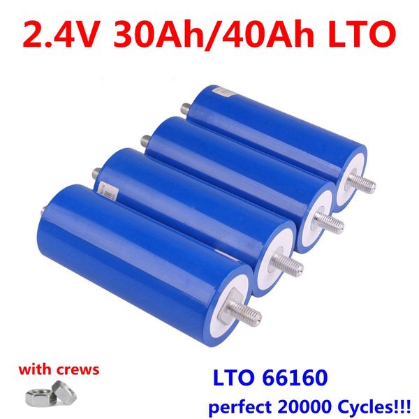 12 pièces 20000 Cycles 66160 LTO 2.4V 2.3V 30Ah 40ah Llithium oxyde de titane batterie pour 12V 24V 48V moto machine de nettoyage