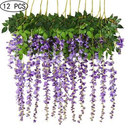 12 stks 75 cm 110 cm kunstbloemen nep wisteria wijnstok opknoping bloem voor bruiloft verjaardag thuis tuin decor