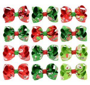 12 pièces 3 pouces ruban gros-grain de noël beaux nœuds avec pince neige Pinwheel pinces à cheveux épingle à cheveux accessoires HD7565034114