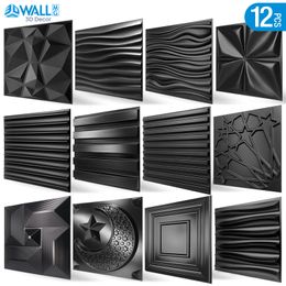 12 stks 30 cm huis muur renovatie stereo 3D wandpaneel niet-zelfklevende 3D muursticker art tegel behang kamer badkamer plafond