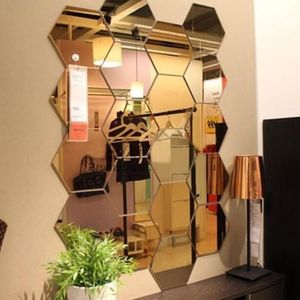 Autocollants muraux hexagonaux miroir 3D, 12 pièces, papier peint auto-adhésif solide en acrylique, décalcomanie amovible, décoration murale artistique pour la maison, DIY bricolage, 289r