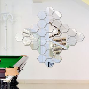 12 pièces 3D miroir autocollant mural hexagone vinyle amovible acrylique Stickers muraux Art décalcomanie bricolage maison salon chambre salle de bain décor