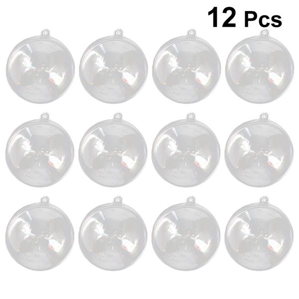 12 pièces 4-6cm boule en plastique Transparent remplissable sphère creuse boule à pression noël suspendus ornement fête mariage décor