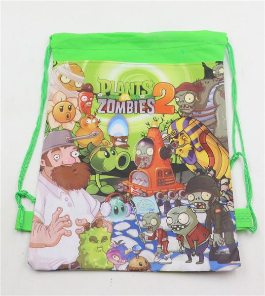 12 pcs 4 Couleurs Plantes vs Zombies Décoration Enfants Dessin Animé Cadeau Sac À Dos Anniversaire Tissu Non Tissé Cordon Sacs De Fête Fournitures 2623106