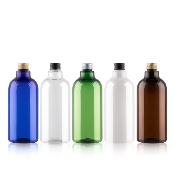 Bouteilles rechargeables en plastique, bleu, marron, vert, Transparent, pour shampoing, liquide de bain, savon, soins personnels, 500ml, 12 pièces