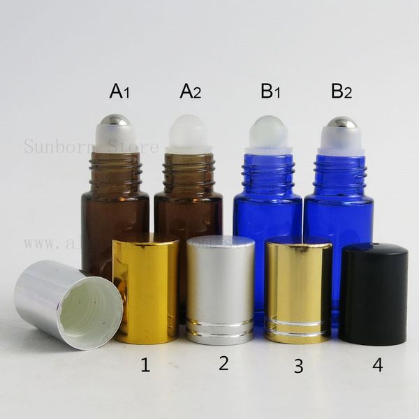 12pcs 5ml Mini New roll on roller bouteilles pour huiles essentielles roll-on rechargeable bouteille de parfum déodorant conteneurs