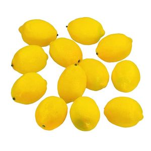 12 piezas de limones artificial fruta falsa para el hogar Festival de la fiesta de bodas Festival Otoño Decoración de Acción de Gracias Amarillo