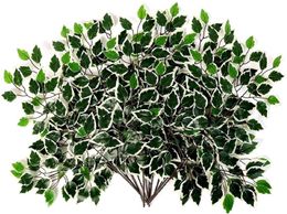 12 piezas de hojas de hojas ficus variadas artificiales ramas vegetería planta de interiores al aire libre para la casa casa casa de la granja del jardín decoración2237228