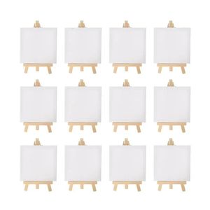 12 stuks kunstenaars 5 inch mini-schildersezel 3 inch x 3 inch mini canvas set schilderij kinderen ambachtelijke DIY tekening kleine tafel schildersezel voor school 240129