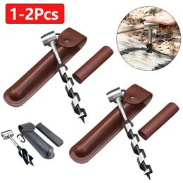 12 Stuks Vijzel Boren Outdoor Survival Tool Camping Bushcraft Handleiding Gat Maker Wrench Houten Kern Houtbewerking 240126