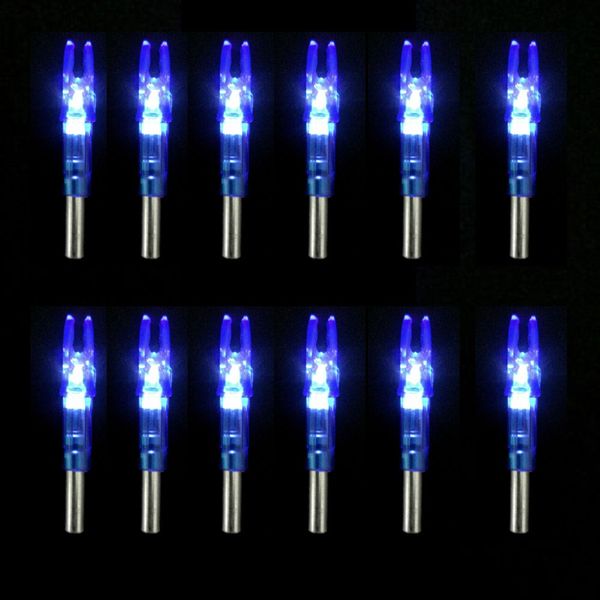 12pcs flèches de tir à LED automatiques en nocks éclairés de 6,2 mm de flèche d'arc en nock accessoires d'arbre de flèche de chasse à la queue