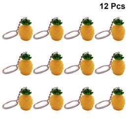 12 stks zakken charme ananas sleutelhanger simulatie mode hars ornament portemonnee hanger auto sleutelhanger voor decoratie sleutel ringen ketting