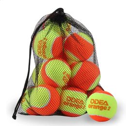 12 pièces balles de Tennis de plage ODEA 50% pression caoutchouc souple avec sac en maille balle de Tennis pour enfants enfants chiens Tennis de plage 240304