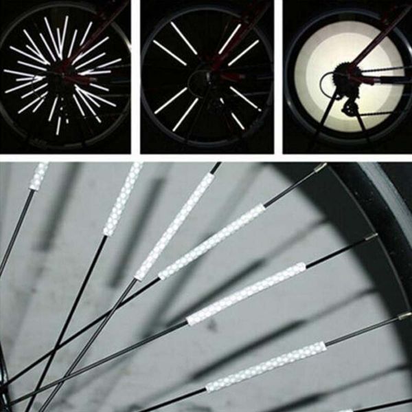 12 Uds bicicleta luz rueda llanta radios Clip tubo seguridad advertencia luz ciclismo tira reflectante bicicleta de montaña
