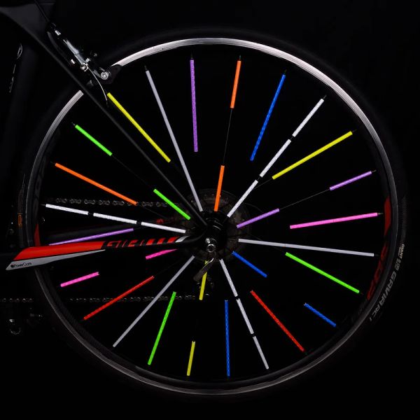 12 piezas de ruedas para bicicletas Spokes Pegatina reflectante Advertencia de tubo colorido Luz de seguridad Diy Ciclismo Reflector Reflector Kit de seguridad reflectante