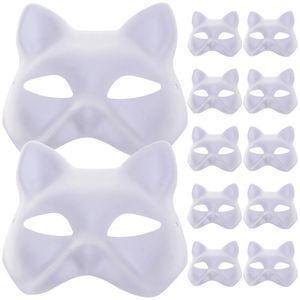 12 Uds. De máscaras de animales en blanco, máscaras Diy en blanco, máscara de graduación, máscaras pintadas a mano, media máscara, máscara de graduación para fiesta de Cosplay, chico y mujer