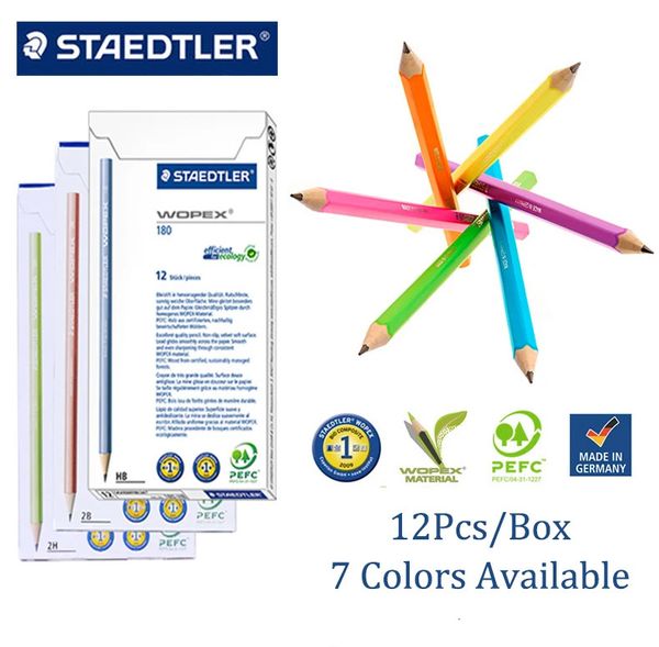 12 unids/caja STAEDTLER WOPEX 180 lápiz de neón HB varilla de color negro plomo estudiante dibujo boceto lindos lápices papelería suministros 240118