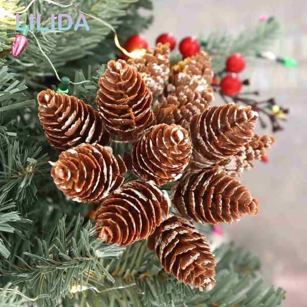 12pcs / Bouquet Faux Pomme De Pin Plante Artificielle Décoration D'arbre De Noël Bricolage Pendentif De Noël Ornements De Mariage Jardin Décor À La Maison Natal L230621