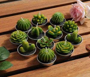 12 pièces Cactus bougie mignon Mini ensemble plantes succulentes artificielles bougies décoration de la maison bougie thé lumière cadeau de noël 7709146