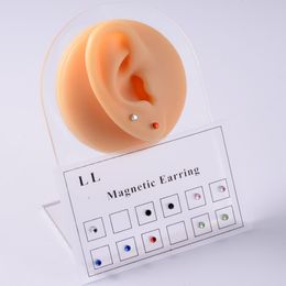 12 unids / tarjeta falso tramposo imán no perforado oreja tragus cartílago labio labret perno nariz anillo joyería pendiente magnético q jllepk