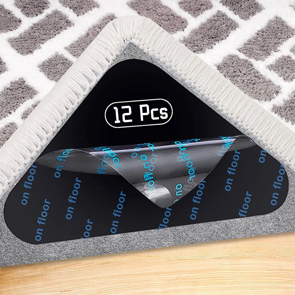 12pcs tapis autocollant non glissant réutilisable Washable Anti Curling Patch Stickers Fixed Sticle Rapier Tapon de tapis de tapis Gripper Corner