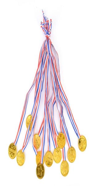 12pcs Enfants Gold Winners Plastic Medals Sports Day Sag Prix Prix Prix Toys for Party Decor1962302