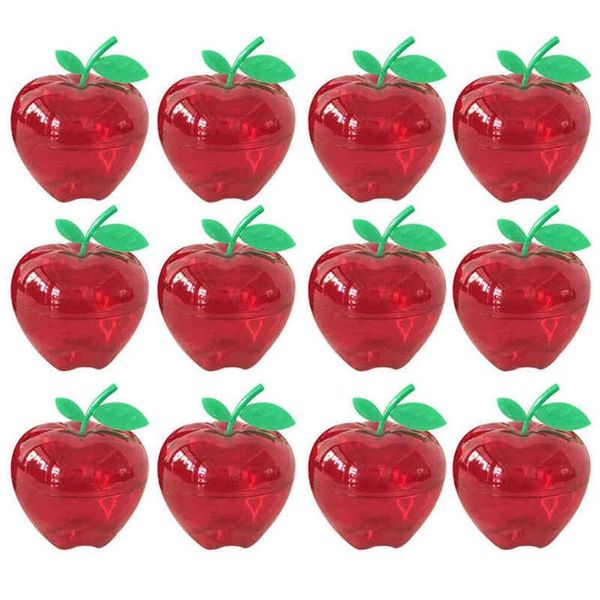 12 pièces boîte de rangement de boîte de bonbons au chocolat en forme de pomme en plastique de noël rouge AA220318234a