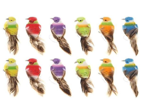 12pcs Colorful Mini Simulation Birds Fake Artificial Animal Model Miniature Wedding Home Garden Ornement Decoration C190416017590457