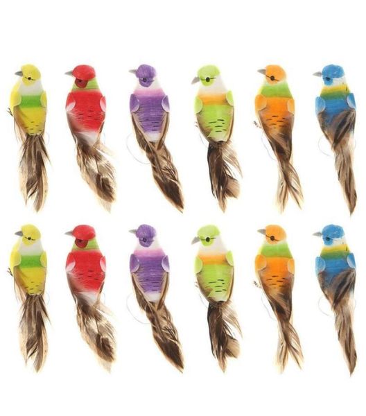 12pcs Colorful Mini Simulation Birds Fake Artificial Animal Model Miniature Wedding Home Garden Ornement Decoration C190416017833201