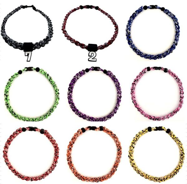 12pcs couleurs Baseball Tornado 3 Corde Tressé Énergie Collier Bleu Marine Noir Blanc Numérique Camo 18 