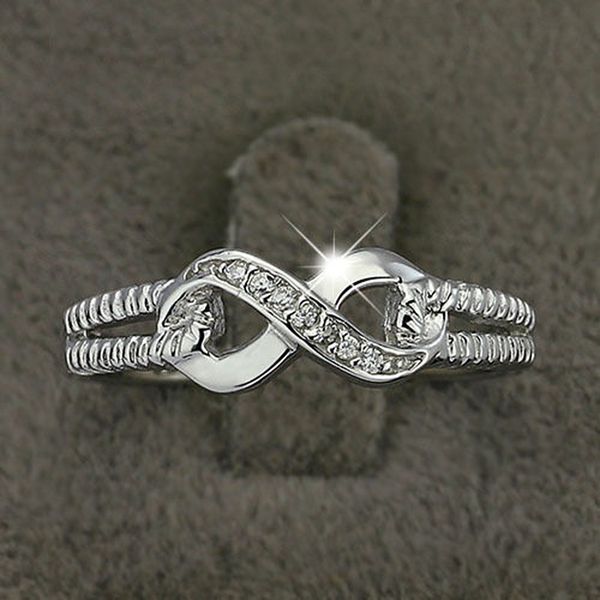 12 Uds. Anillo de amor infinito creativo 8 joyería de promesa de eternidad para mujer novia regalo de compromiso de boda delicado