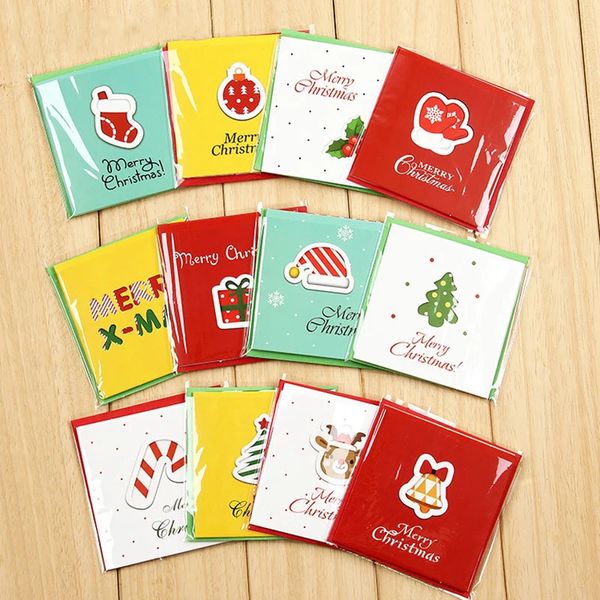 Mini cartes de vœux créatives de joyeux noël, 12 pièces, carte postale de noël, carte cadeau pour enfants, fournitures de fête de vacances, 240301