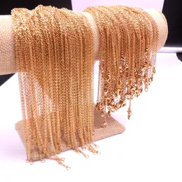 12 uds/docena de collar de cadena Rolo con junta cruzada plana dorada cadenas de acero inoxidable para mujeres delgadas de 1,5mm de ancho elegir longitud
