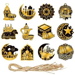 Pendentif d'ornements Eid Mubarak, 12 pièces, décoration du Ramadan pour la maison, fournitures de fête islamique musulmane, cadeaux Kareem 240122