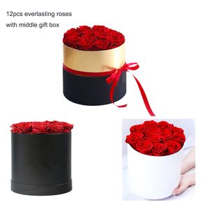 12 stks Everlasting Rose Box Geconserveerde Rose Grote Geschenkdozen Forever Echte Natuur Rozen Valentijnsdag Eeuwige Bloemen Geschenken Bruiloft Bloemen