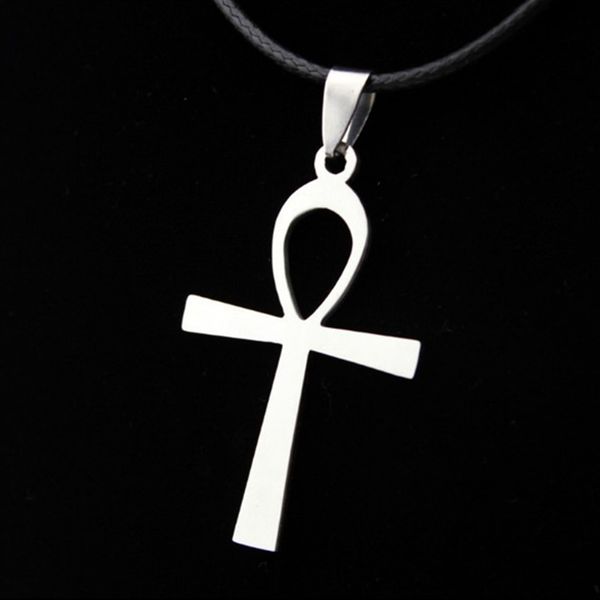 12 piezas de moda Ankh clave colgante de acero inoxidable collar egipcio misterioso símbolo amuleto collares para hombres mujeres regalo antiguo Anka Cruz Rock Bijoux al por mayor