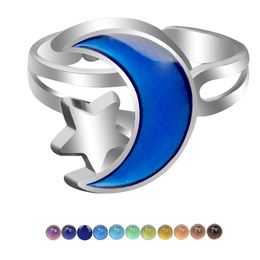 12 stuks mode vrouwelijke ster maan stemmingsring gevoel kleurverandering ring
