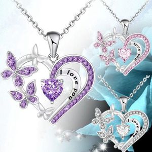 12 Uds moda amor corazón mariposa collar cristal mariposa Animal diseñador joyería artículos hechos a mano regalo