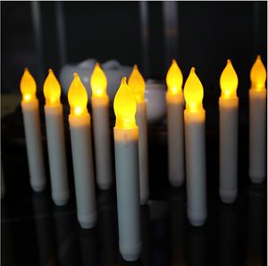 12 stks Flameless LED Taper Candles Lights, Batterij Operated Candlesticks met warme gele flikkerende vlam, 0,79 x 6.5 inch kaars