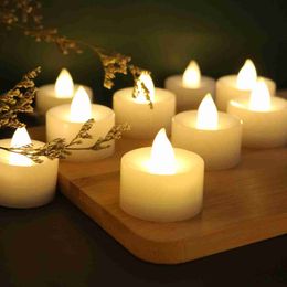 12 stks Flameless Led Tealight Candles Battery bediende pilaar kaarsen Bluk voor thuisbasis Verjaardagsfeestje Romantische decoratie HKD230812