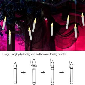 12pcs Bougies flottantes flottantes avec des bougies LED à distance en baguettes magiques