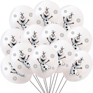 12 piezas Tema congelado Snow Queen de 12 pulgadas Látex Balloons Decoraciones de fiestas de cumpleaños para niñas para niños suministros de fiesta de baby shower