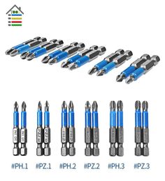 12PCS GCR15 Phillips Hex Shanked Anti Slip schroevendraaier Bits Magnetische enkele kop 1 1 2 2 pH3 PZ3 50mm lengte4386032