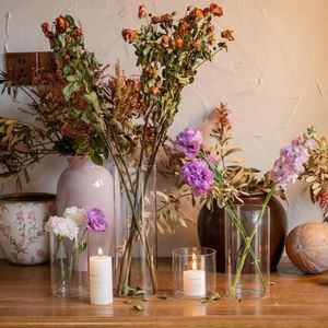 12 stks glazen cilinder vazen ​​voor centerpieces 6 inch hoge bloem vazen ​​bruiloft decoraties candle houder tafel plank feest 240523