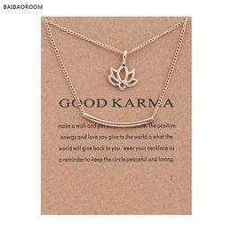 12 pièces plaqué or bon Karma marbre Lotus Double couche alliage clavicule os pendentif collier court 200929294H