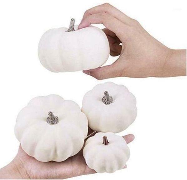 12pcs Halloween Artificial White Pumpkins Harvest Fall Thanksgiving Decoration for Trade Fair School Shopping Mall15744617