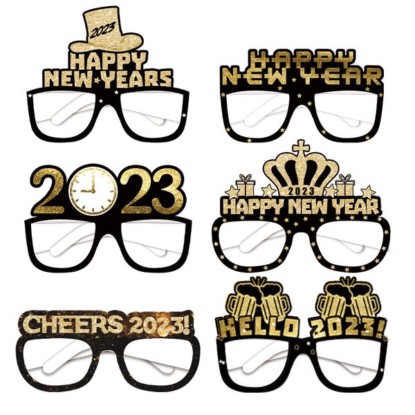 12 Uds. De gafas de Feliz Año Nuevo 2023, marco de gafas de papel, accesorios para fotomatón, suministros para celebración de fiesta de Año Nuevo